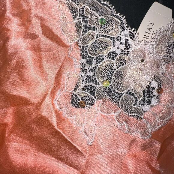 Victoria's Secret M slip BABYDOLL ORANGE GOLD lace sequined DREAM ANGELS RARE!!! - Picture 3 of 4